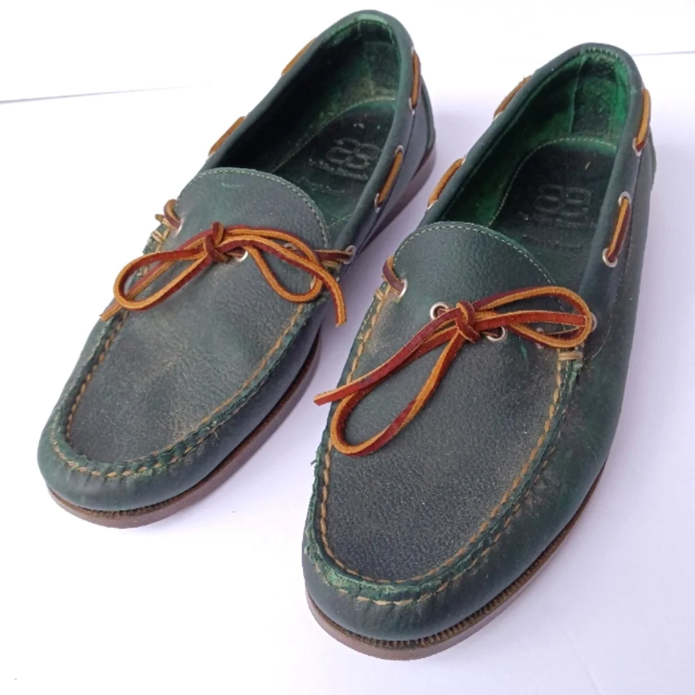Allen Edmonds Green Northland Classic Green Leather Boat Shoes